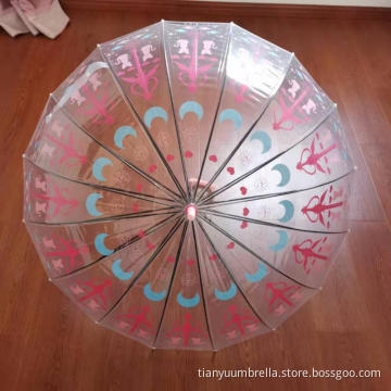 Customized POE Material Umbrella Logo Transparent  Umbrellas